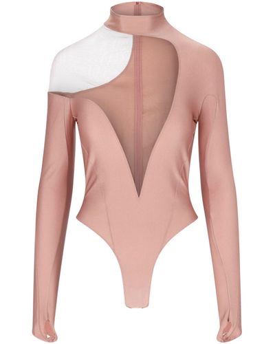 Mugler Asymmetric Illusion Bodysuit - White