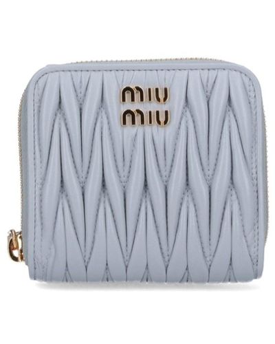 Miu Miu Matelassé Logo Wallet - Grey