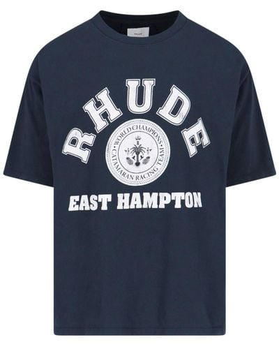 Rhude T-Shirt Logo - Blu