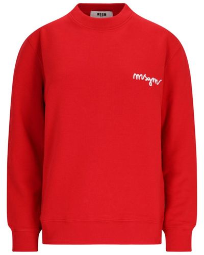 MSGM Logo Crewneck Sweatshirt - Red