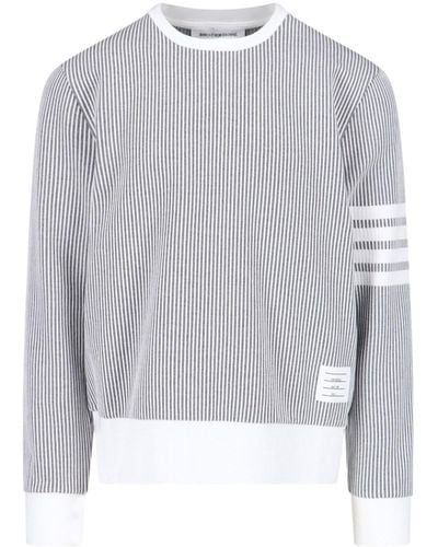 Thom Browne Striped Crewneck Sweatshirt - White