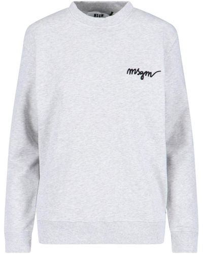 MSGM Logo Crewneck Sweatshirt - White