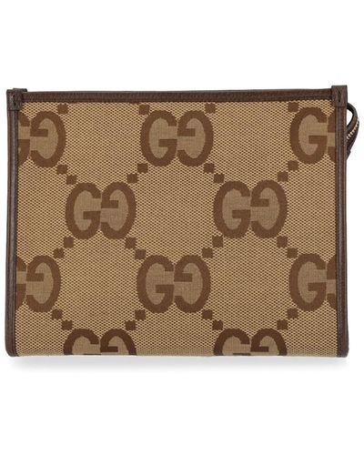 Gucci 'jumbo Gg' Pouch - Natural