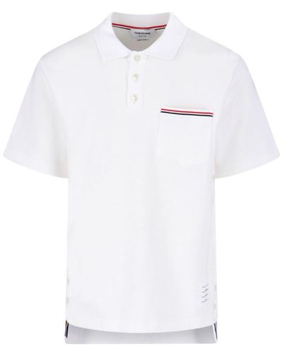 Thom Browne Tricolor Detail Polo Shirt - White