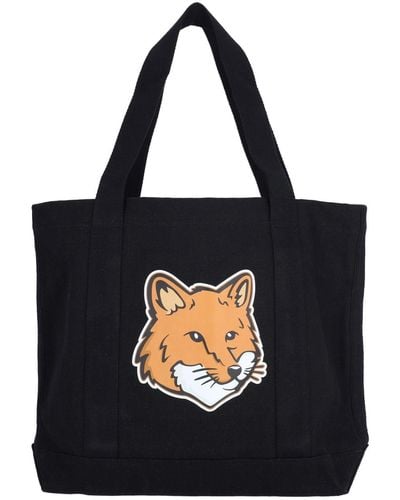 Maison Kitsuné "fox Head" Tote Bag - Black