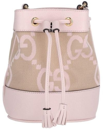 Gucci "jumbo Gg Ophidia" Mini Bucket Bag - Pink