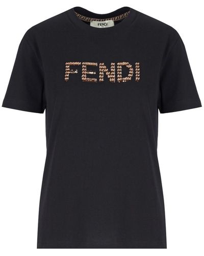 Fendi Sequins Logo T-shirt - Black