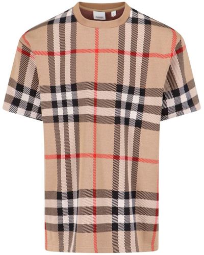 Burberry T-shirt vintage check in lana e seta uomo - Marrone