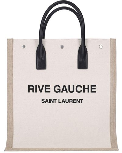 Saint Laurent "rive Gauche" Tote Bag - Natural