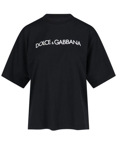 Dolce & Gabbana T-shirt manica corta in cotone con Dolce&Gabbana lettering - Nero