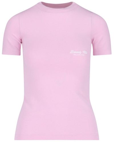 Balenciaga 'beverly Hills' Stretch Jersey T-shirt - Pink