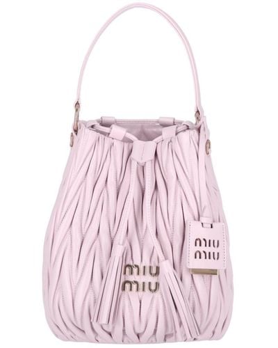 Miu Miu Matelassé Bucket Bag - Pink