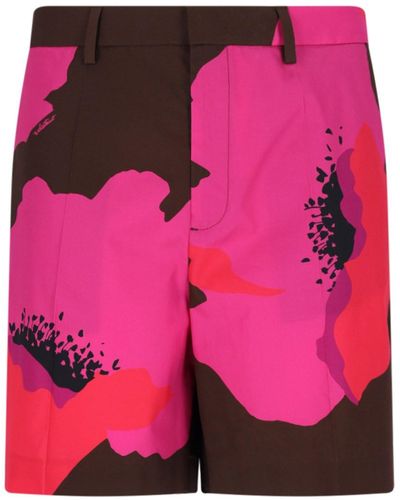 Valentino 'flower Portrait' Shorts - Pink