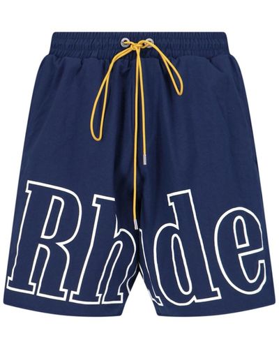 Rhude Pantaloncini Sportivi Logo - Blu