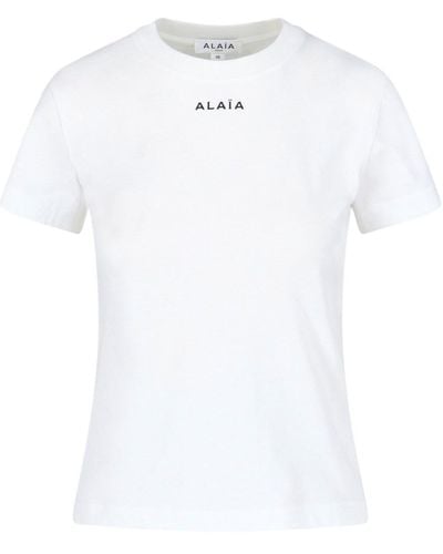 Alaïa T-Shirt Slim Logo - Bianco