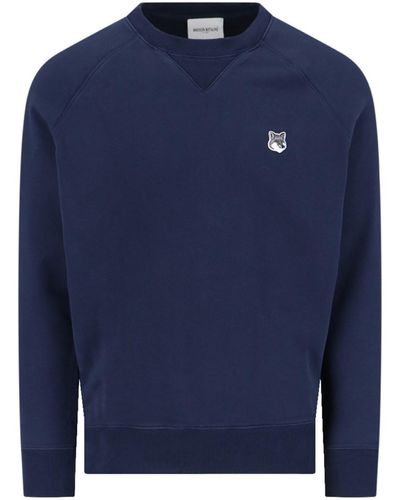 Maison Kitsuné 'grey Fox Head Patch' Sweatshirt - Blue