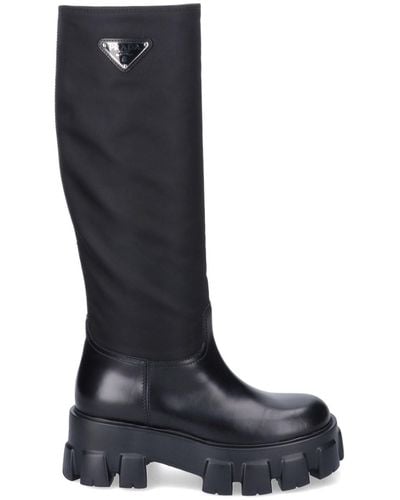 Prada Monolith Knee-length Boots - Black