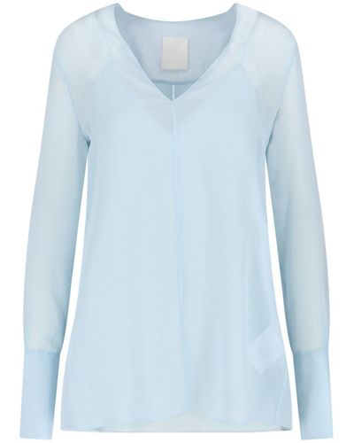Givenchy Silk Top With Slit At The Back - Blue