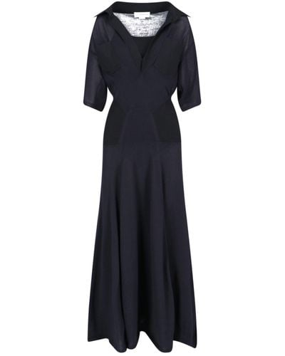 Victoria Beckham Maxi Pleated Dress - Blue