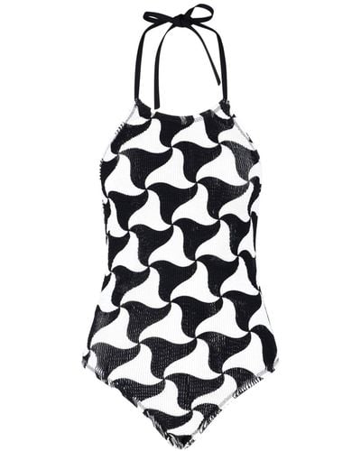 Bottega Veneta Printed One-piece Swimsuit - White