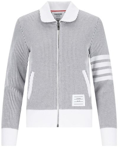Thom Browne Striped Zip Sweatshirt - White