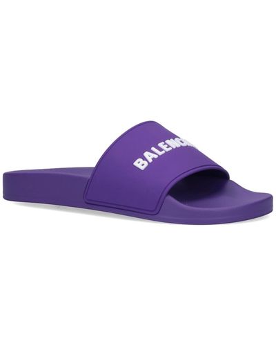 Balenciaga Pool Slide Sandals - Purple