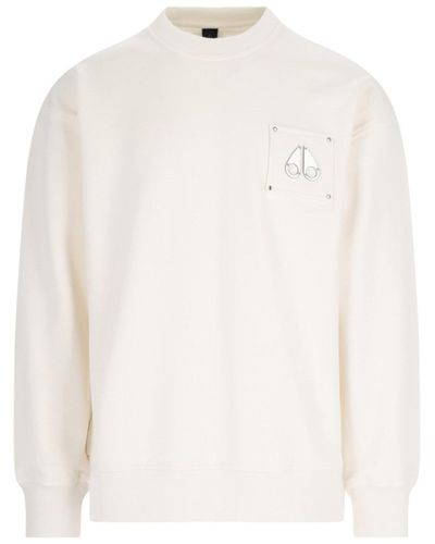 Moose Knuckles Logo Crewneck Sweatshirt - White