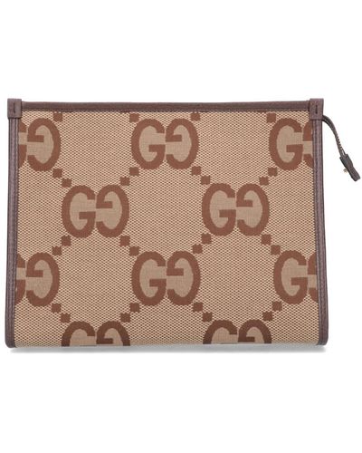 Gucci 'jumbo GG' Pouch - Natural