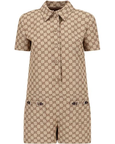 Gucci One-piece Jumpsuit "Gg" - Natural