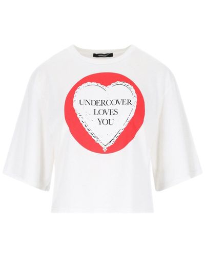 Undercover T-Shirt Crop Stampata - Bianco