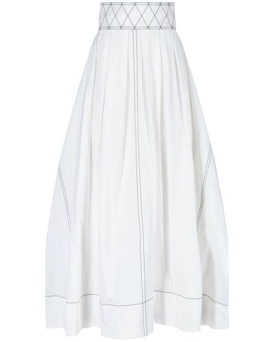 Tory Burch Stitching Details Maxi Skirt - White
