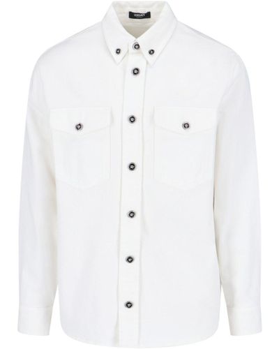 Versace Camicia In Denim - Bianco