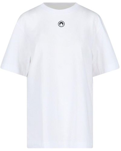 Marine Serre T-shirt con stampa luna crescente - Bianco