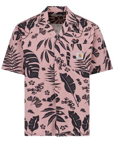 Carhartt 's/s Woodblock' Shirt - Pink