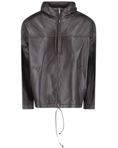 Bottega Veneta Leather Bomber Jacket - Grey