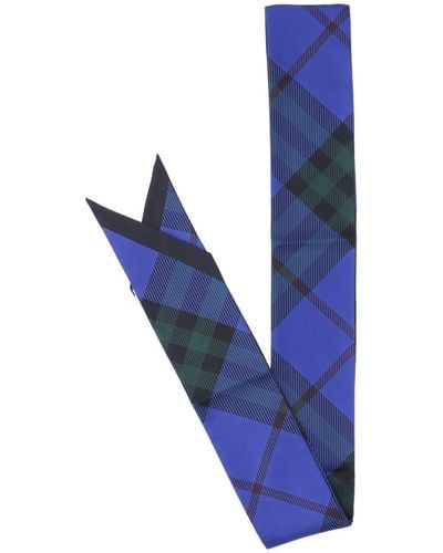 Burberry 'check' Thin Scarf - Blue