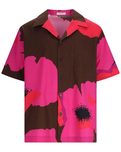 Valentino 'flower Portrait' Bowling Shirt - Pink