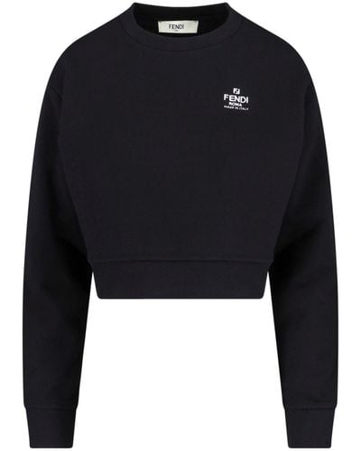 Fendi Logo Crop Sweatshirt - Blue