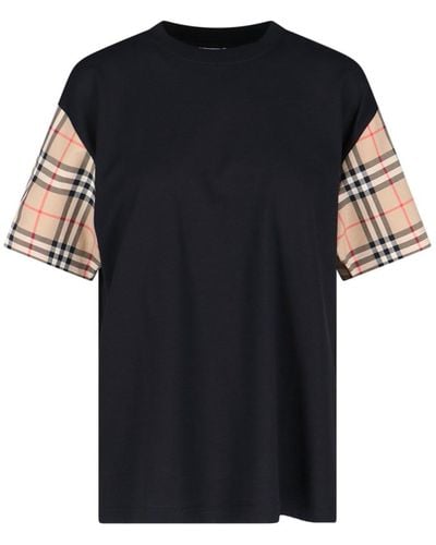Burberry T-shirt Carrick in cotone check - Nero