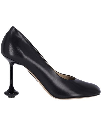 Loewe Toy Contrast-sole Leather Heeled Courts - Black