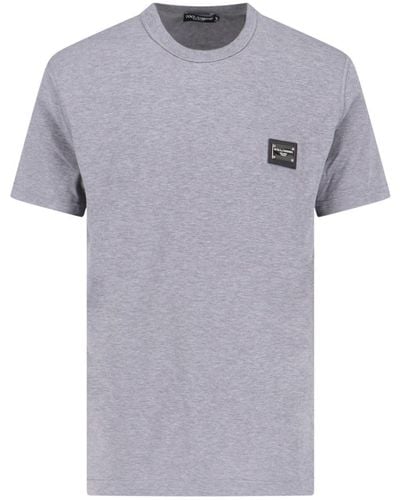 Dolce & Gabbana Logo T-shirt With Plaque - Grey