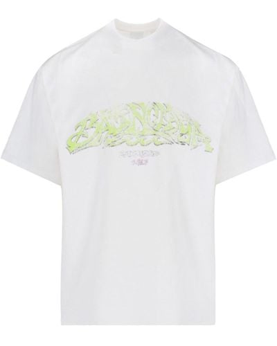 Balenciaga Distressed Print T-shirt - White