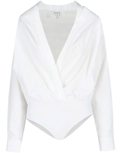Alaïa Shirt Hooded Bodysuit - White