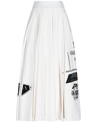 Prada Flared Printed Skirt - White