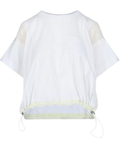 Sacai T-Shirt Dettagli Nylon - Bianco