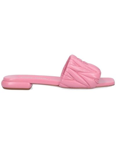 Miu Miu Matelassé Slide Sandal - Pink