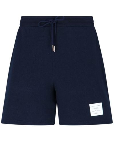 Thom Browne Logo Jogger Shorts - Blue