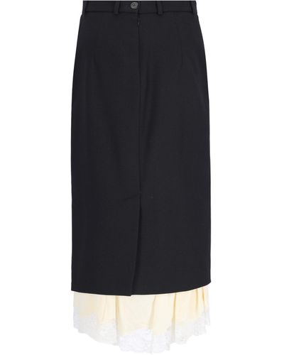 Balenciaga 'lingerie Tailored' Midi Skirt - Black