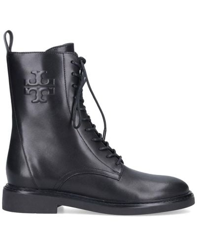 Tory Burch 'double T' Combat Boots - Black