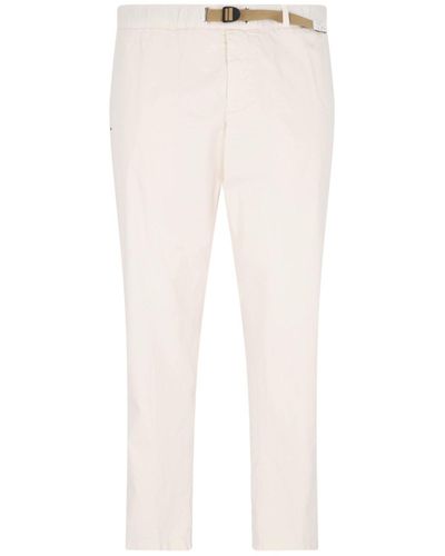 White Sand Pantaloni Dettaglio Cintura - Bianco